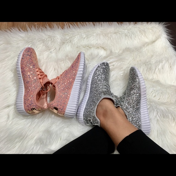 Dusty Pink Glitter Sneakers - Picture 7 of 7